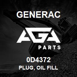 0D4372 Generac PLUG, OIL FILL | AGA Parts