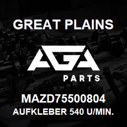 MAZD75500804 Great Plains AUFKLEBER 540 U/MIN. | AGA Parts
