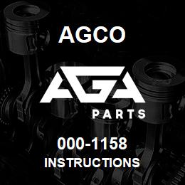 000-1158 Agco INSTRUCTIONS | AGA Parts