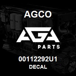 00112292U1 Agco DECAL | AGA Parts