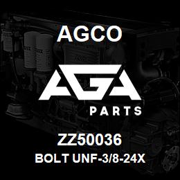 ZZ50036 Agco BOLT UNF-3/8-24X | AGA Parts