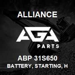ABP 31S650 Alliance BATTERY, STARTING, HEAVY-DUTY, 12V, 650CCA, 810 RCM, 130CA | AGA Parts