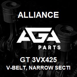 GT 3VX425 Alliance V-BELT, NARROW SECTION MOLDED NOTCH, 3VX 3/8 X 42-1/2 | AGA Parts
