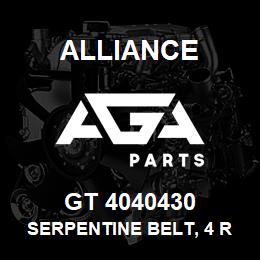 GT 4040430 Alliance SERPENTINE BELT, 4 RIB X 43 | AGA Parts