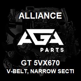 GT 5VX670 Alliance V-BELT, NARROW SECTION MOLDED NOTCH, 5VX 5/8 X 67 IN. | AGA Parts