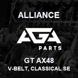 GT AX48 Alliance V-BELT, CLASSICAL SECTION MOLDED NOTCH, OUTSIDE CIRCUMFERENCE (IN)-50, SECTION-AX, TOP WIDTH (IN)-0.5 | AGA Parts