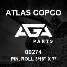 00274 Atlas Copco PIN, ROLL 3/16" X 7/8" LG | AGA Parts