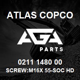 0211 1480 00 Atlas Copco SCREW:M16X 55-SOC HD CAP, STL | AGA Parts