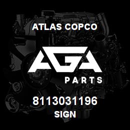 8113031196 Atlas Copco SIGN | AGA Parts