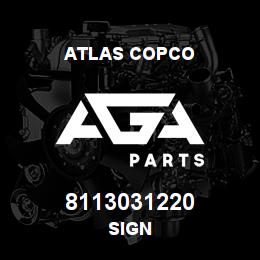 8113031220 Atlas Copco SIGN | AGA Parts