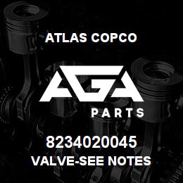 8234020045 Atlas Copco VALVE-SEE NOTES | AGA Parts