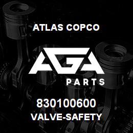 830100600 Atlas Copco VALVE-SAFETY | AGA Parts