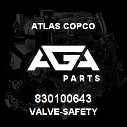 830100643 Atlas Copco VALVE-SAFETY | AGA Parts