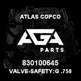 830100645 Atlas Copco VALVE-SAFETY:G .750 23.0BAR | AGA Parts
