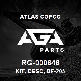 RG-000646 Atlas Copco KIT, DESC, DF-205 | AGA Parts
