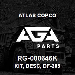 RG-000646K Atlas Copco KIT, DESC, DF-205 | AGA Parts
