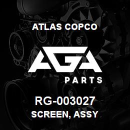 RG-003027 Atlas Copco SCREEN, ASSY | AGA Parts