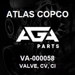 VA-000058 Atlas Copco VALVE, CV, CI | AGA Parts