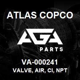 VA-000241 Atlas Copco VALVE, AIR, CI, NPT | AGA Parts