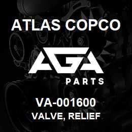 VA-001600 Atlas Copco VALVE, RELIEF | AGA Parts