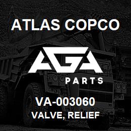 VA-003060 Atlas Copco VALVE, RELIEF | AGA Parts