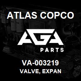 VA-003219 Atlas Copco VALVE, EXPAN | AGA Parts