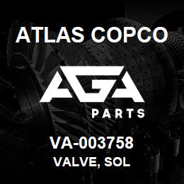 VA-003758 Atlas Copco VALVE, SOL | AGA Parts