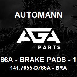 141.7655-D786A - Brake Pads - 1.055" Thick Automann 141.7655-D786A - Brake Pads - 1.055" Thick | AGA Parts