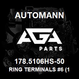 178.5106HS-50 Automann Ring Terminals #6 (14-16GA) Heat Shrink - 50 Pack | AGA Parts