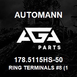 178.5115HS-50 Automann Ring Terminals #8 (10-12GA) Heat Shrink - 50 Pack | AGA Parts