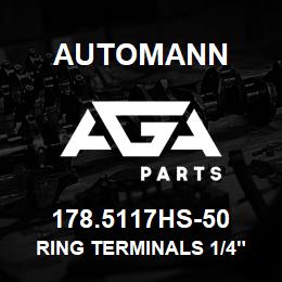 178.5117HS-50 Automann Ring Terminals 1/4" (10-12GA) Heat Shrink - 50 Pack | AGA Parts
