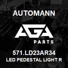 571.LD23AR34 Automann LED Pedestal Light Round - Double Face LED, Red / Amber, Single Stud | AGA Parts