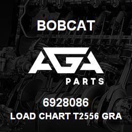 6928086 Bobcat LOAD CHART T2556 GRAPPLE FORK 2.1M | AGA Parts