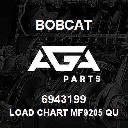 6943199 Bobcat LOAD CHART MF9205 QUICKTACH EQP NON PRIS DE CHARGE SOLIDEAL | AGA Parts