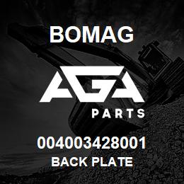 004003428001 Bomag BACK PLATE | AGA Parts