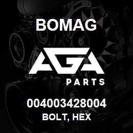 004003428004 Bomag BOLT, HEX | AGA Parts