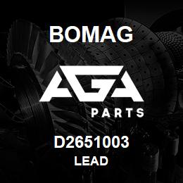 D2651003 Bomag Lead | AGA Parts