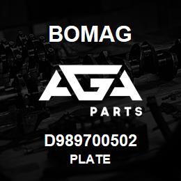 D989700502 Bomag Plate | AGA Parts