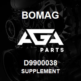 D9900038 Bomag Supplement | AGA Parts