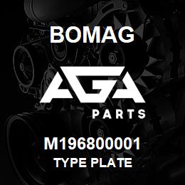 M196800001 Bomag Type plate | AGA Parts