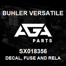 SX018356 Buhler Versatile DECAL, FUSE AND RELAY DESC. LIST | AGA Parts