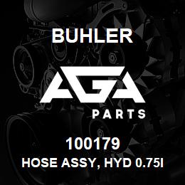 100179 Buhler HOSE ASSY, HYD 0.75in ID / 750mm / SAE 100R17 | AGA Parts