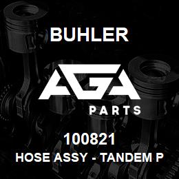 100821 Buhler HOSE ASSY - Tandem Pump to Hydraulic Tank (L4WD), Id- 0.50in x 650mm 100r1 | AGA Parts