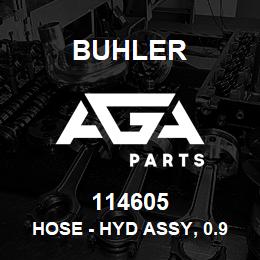 114605 Buhler Hose - Hyd Assy, 0.9cm (3/8) x 62.86cm (24 3/4) -16 MORB x 1.9cm (3/4) -16 SWFJIC | AGA Parts