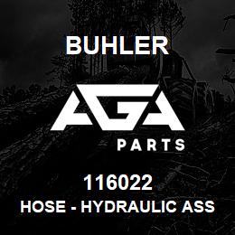 116022 Buhler HOSE - HYDRAULIC ASSY, 1/2 x 60in, 0.75mjic 90-0.875swfj | AGA Parts