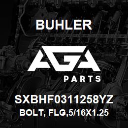 SXBHF0311258YZ Buhler Bolt, Flg,5/16x1.25 Gr8 Yllw Zn | AGA Parts