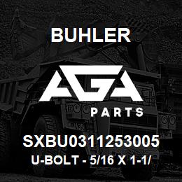 SXBU0311253005 Buhler U-Bolt - 5/16 x 1-1/4 x 3 Gr 5 YZ | AGA Parts