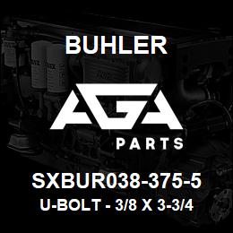SXBUR038-375-5 Buhler U-Bolt - 3/8 x 3-3/4 x 5 Zinc (Round) | AGA Parts
