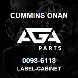 0098-6118 Cummins Onan LABEL-CABINET | AGA Parts