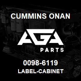 0098-6119 Cummins Onan LABEL-CABINET | AGA Parts